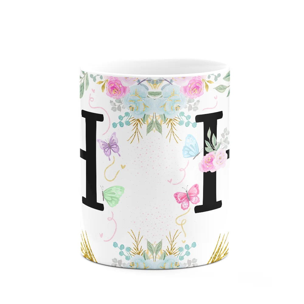 Imagem 2 de 3 do produto Caneca Floral - Inicial Do Nome Letra H - 325ml