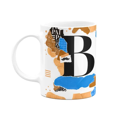 Caneca Do Pai - Inicial Do Nome Letra B - Bg-blue