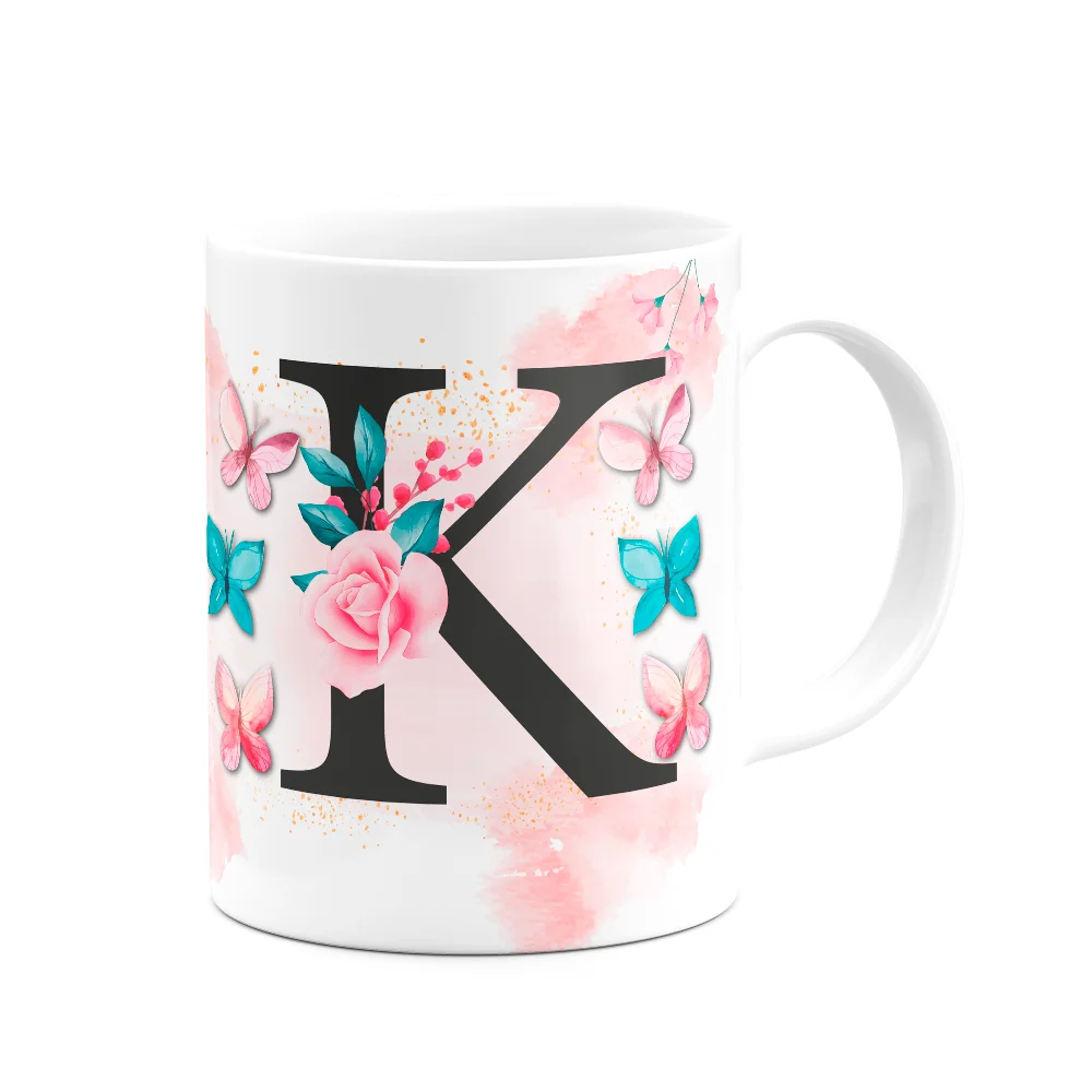 Imagem 3 de 3 do produto Caneca Butterfly - Inicial Do Nome Letra K - 325ml