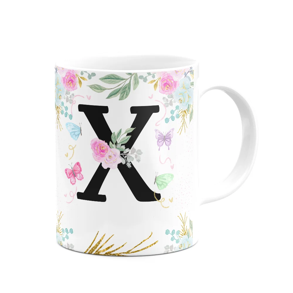Imagem 3 de 3 do produto Caneca Floral - Inicial Do Nome Letra X - 325ml