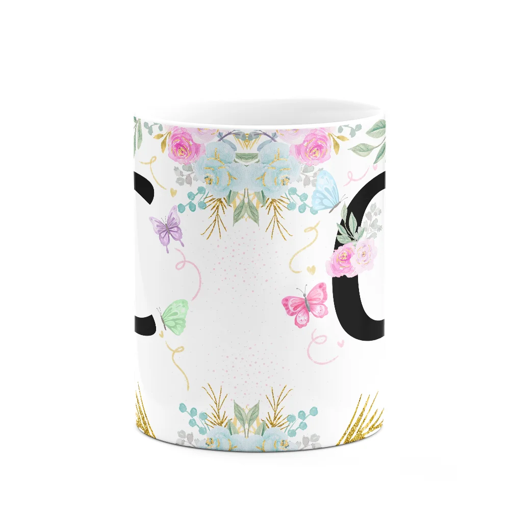 Imagem 2 de 3 do produto Caneca Floral - Inicial Do Nome Letra C - 325ml