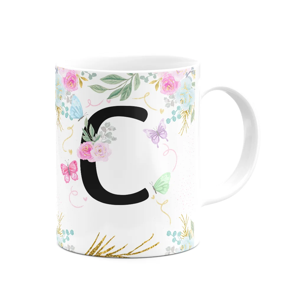 Imagem 3 de 3 do produto Caneca Floral - Inicial Do Nome Letra C - 325ml