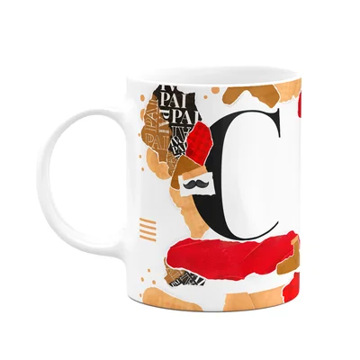 Caneca Do Pai - Inicial Do Nome Letra C - Bg-red