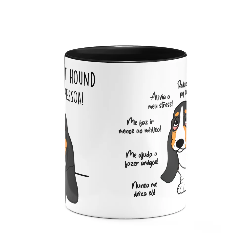 Imagem 2 de 3 do produto Caneca Dog - Meu Basset Hound, Melhor Pessoa! B-black - M2