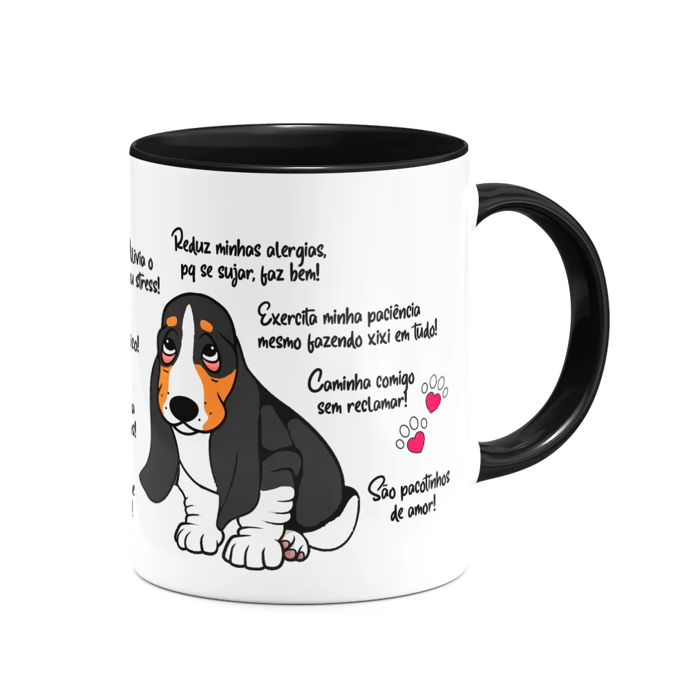 Imagem 3 de 3 do produto Caneca Dog - Meu Basset Hound, Melhor Pessoa! B-black - M2
