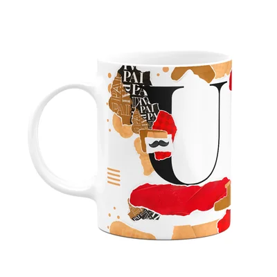 Caneca Do Pai - Inicial Do Nome Letra U - Bg-red