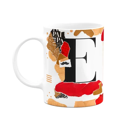 Caneca Do Pai - Inicial Do Nome Letra E - Bg-red