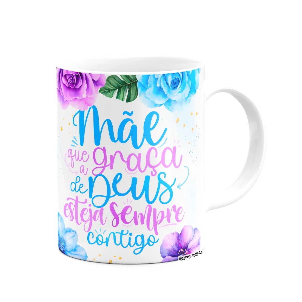 Imagem 2 de 3 do produto Caneca Floral Mães - Mãe, Que A Graça De Deus Esteja Contigo