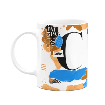 Caneca Do Pai - Inicial Do Nome Letra C - Bg-blue