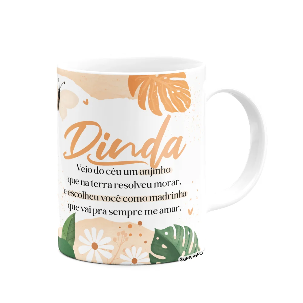 Imagem 2 de 3 do produto Caneca De Dindos - Dinda - Veio Um Anjinho Do Céu - M2