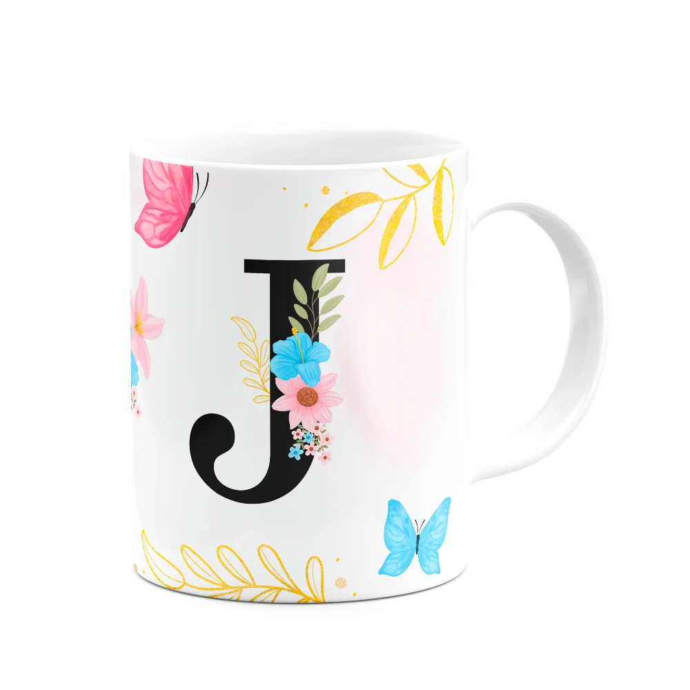 Imagem 2 de 3 do produto Caneca Floral Garden - Inicial Do Nome Letra J - 325ml