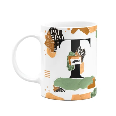 Caneca Do Pai - Inicial Do Nome Letra T - Bg-green