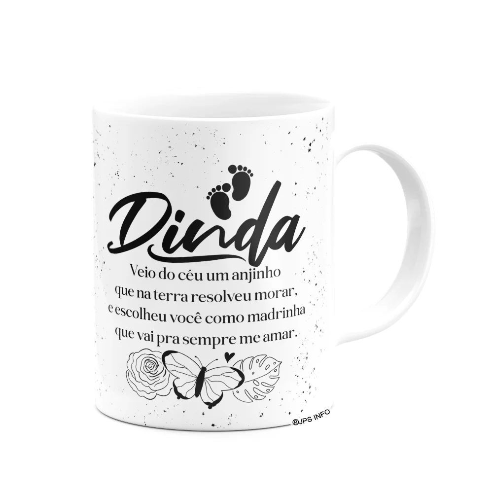 Imagem 2 de 3 do produto Caneca De Dindos - Dinda - Veio Um Anjinho Do Céu - M3