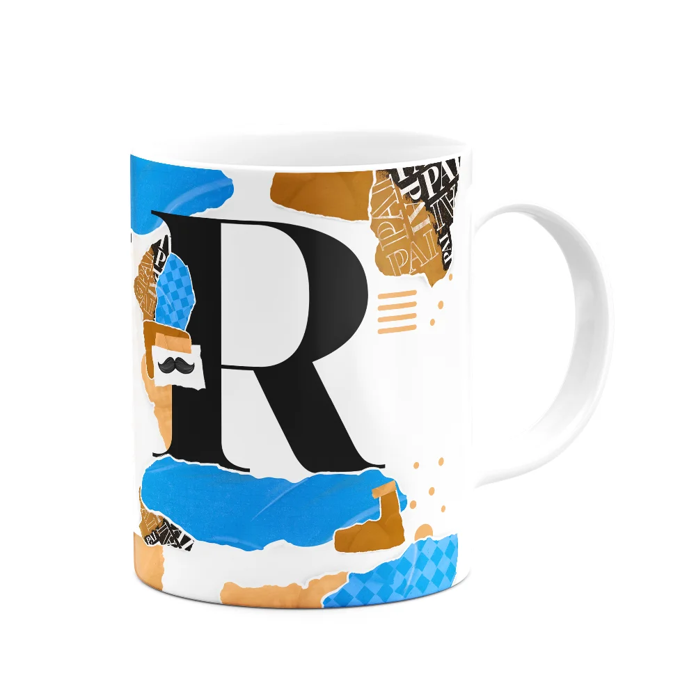 Imagem 2 de 3 do produto Caneca Do Pai - Inicial Do Nome Letra R - Bg-blue