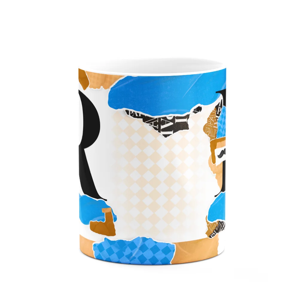 Imagem 3 de 3 do produto Caneca Do Pai - Inicial Do Nome Letra R - Bg-blue