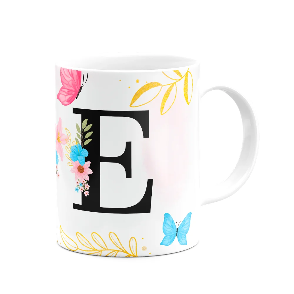 Imagem 2 de 3 do produto Caneca Floral Garden - Inicial Do Nome Letra E - 325ml