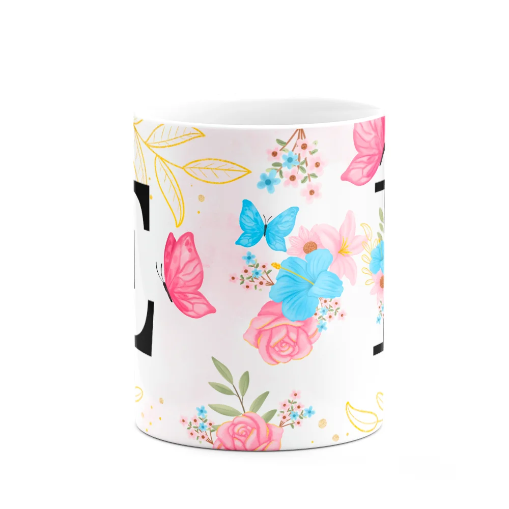 Imagem 3 de 3 do produto Caneca Floral Garden - Inicial Do Nome Letra E - 325ml