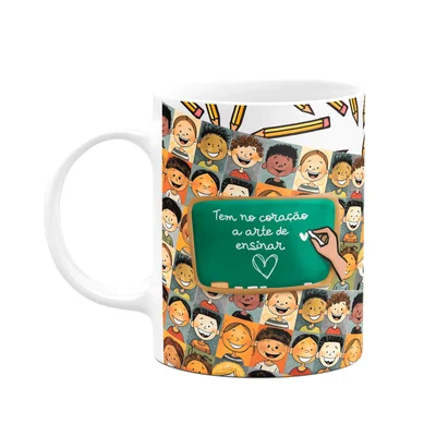 Caneca Professor -tem No Coração A Arte De Ensinar