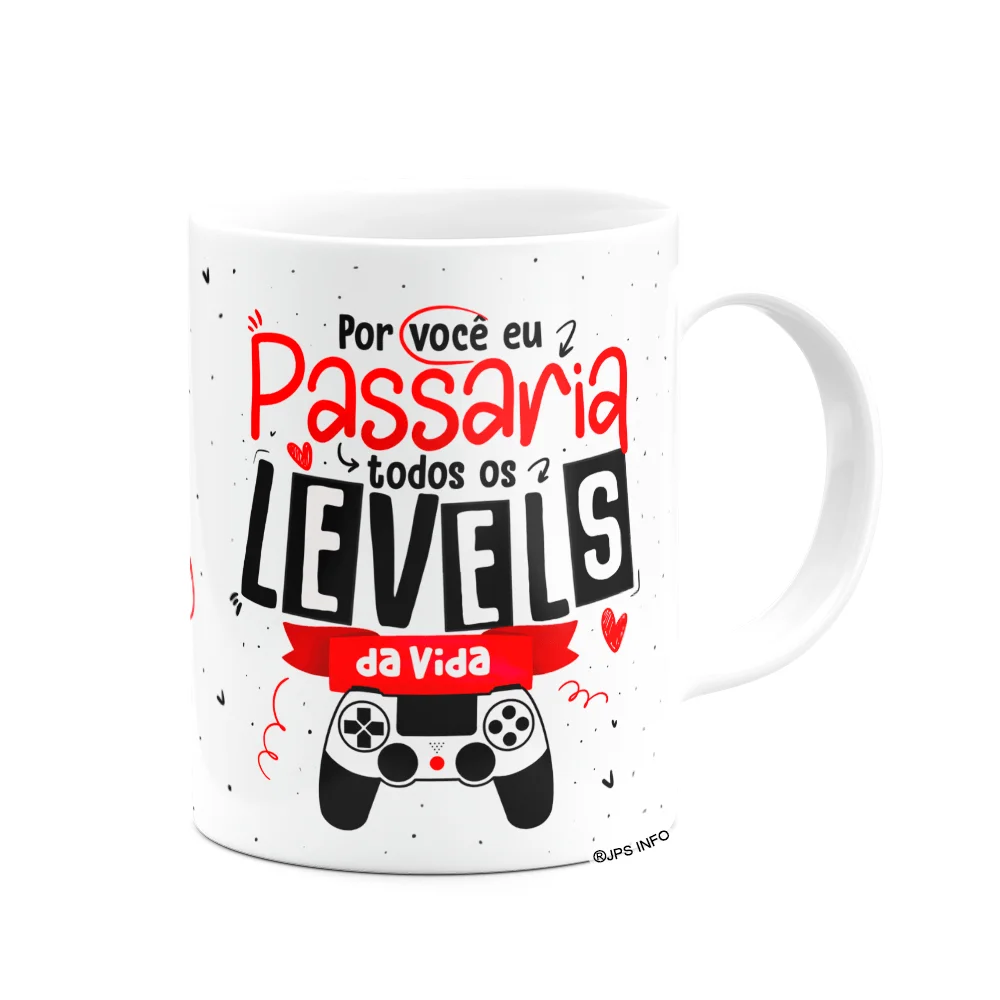 Imagem 2 de 3 do produto Caneca Namorados Gamer - Passaria Todos Os Levels Da Vida