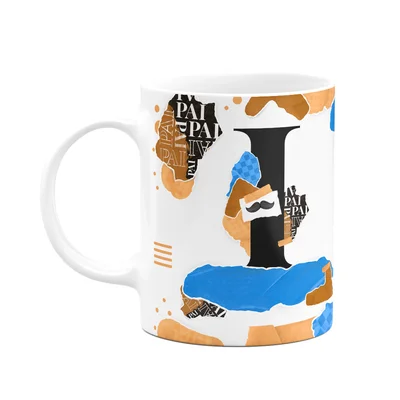 Caneca Do Pai - Inicial Do Nome Letra I - Bg-blue