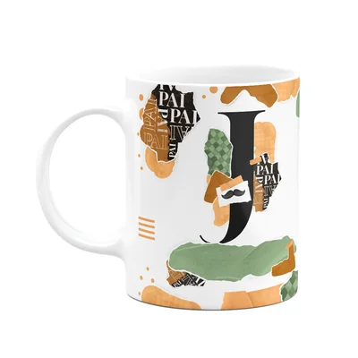 Caneca Do Pai - Inicial Do Nome Letra J - Bg-green
