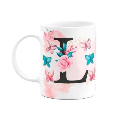 Caneca Butterfly - Inicial Do Nome Letra L - 325ml