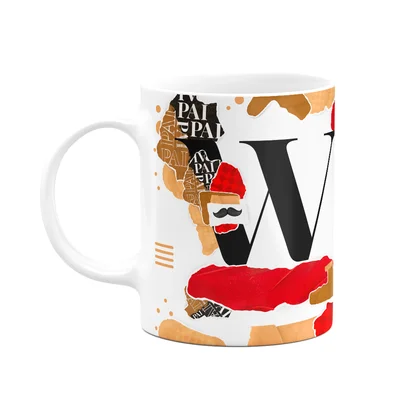 Caneca Do Pai - Inicial Do Nome Letra W - Bg-red