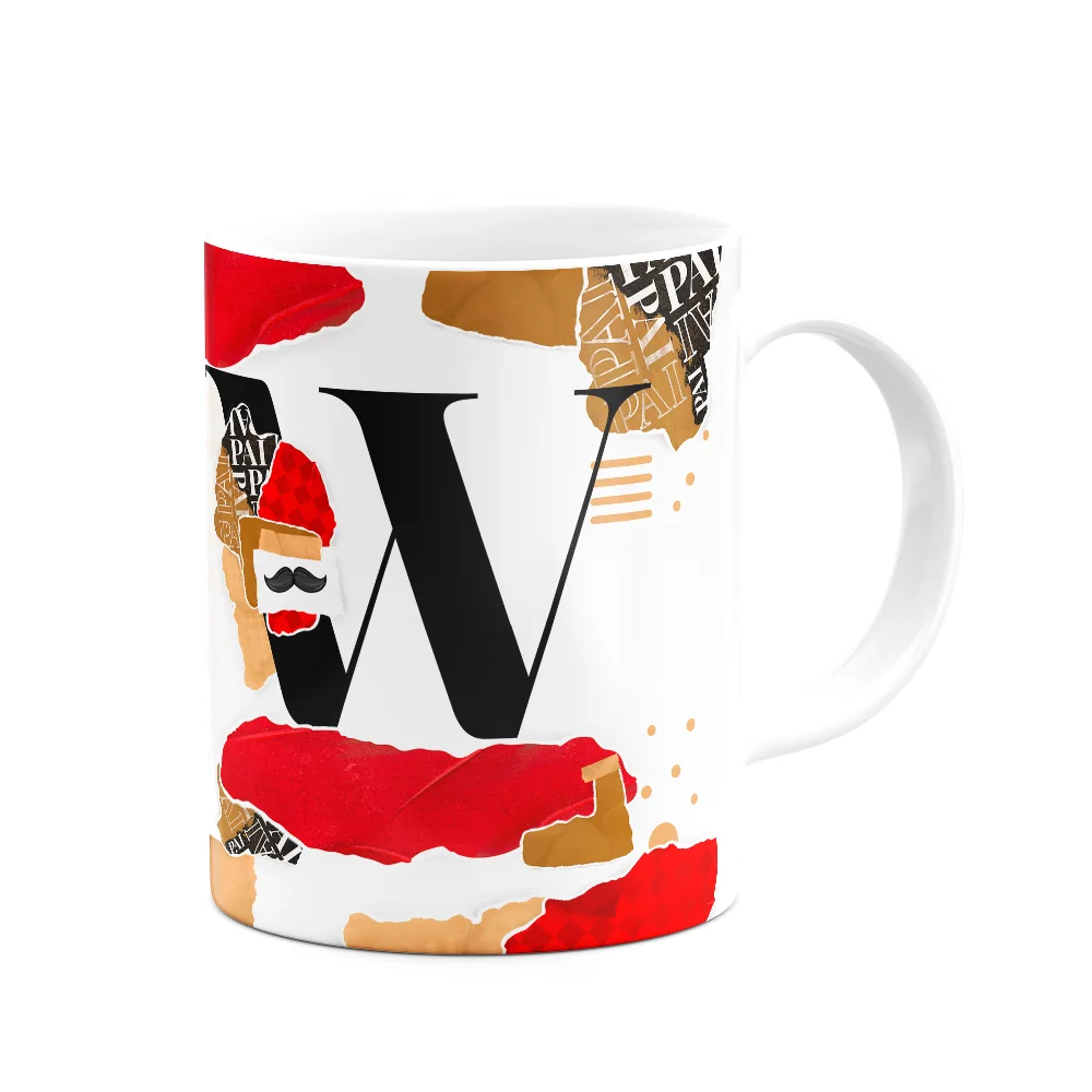 Imagem 2 de 3 do produto Caneca Do Pai - Inicial Do Nome Letra W - Bg-red