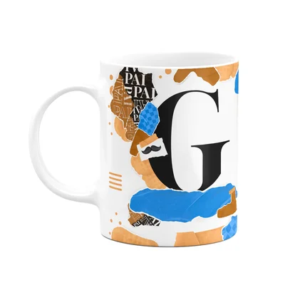 Caneca Do Pai - Inicial Do Nome Letra G - Bg-blue