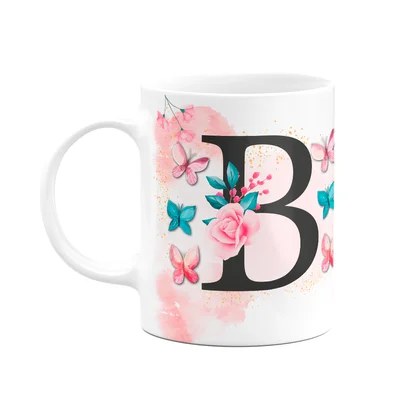 Caneca Butterfly - Inicial Do Nome Letra B - 325ml