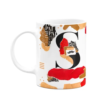 Caneca Do Pai - Inicial Do Nome Letra S - Bg-red