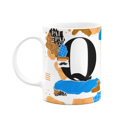 Caneca Do Pai - Inicial Do Nome Letra Q - Bg-blue