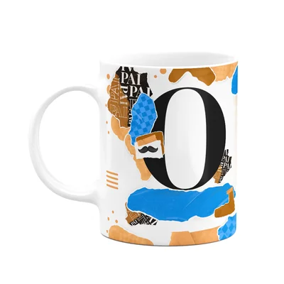 Caneca Do Pai - Inicial Do Nome Letra O - Bg-blue