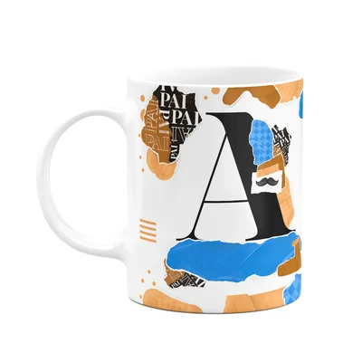 Caneca Do Pai - Inicial Do Nome Letra A - Bg-blue