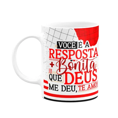 Caneca Namorados Laços - Você É A Resposta Mais Bonita