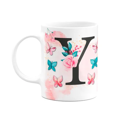 Caneca Butterfly - Inicial Do Nome Letra Y - 325ml