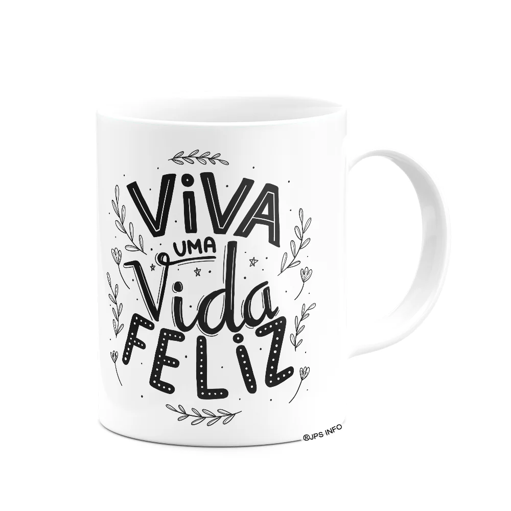 Imagem 2 de 3 do produto Caneca Motivação - Viva Uma Vida Feliz - 325ml