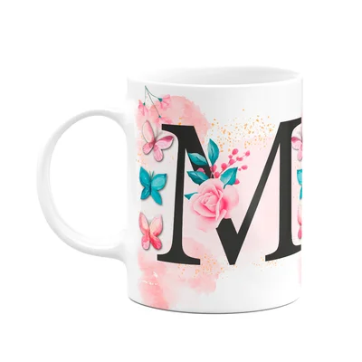 Caneca Butterfly - Inicial Do Nome Letra M - 325ml