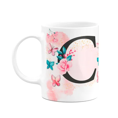 Caneca Butterfly - Inicial Do Nome Letra C - 325ml