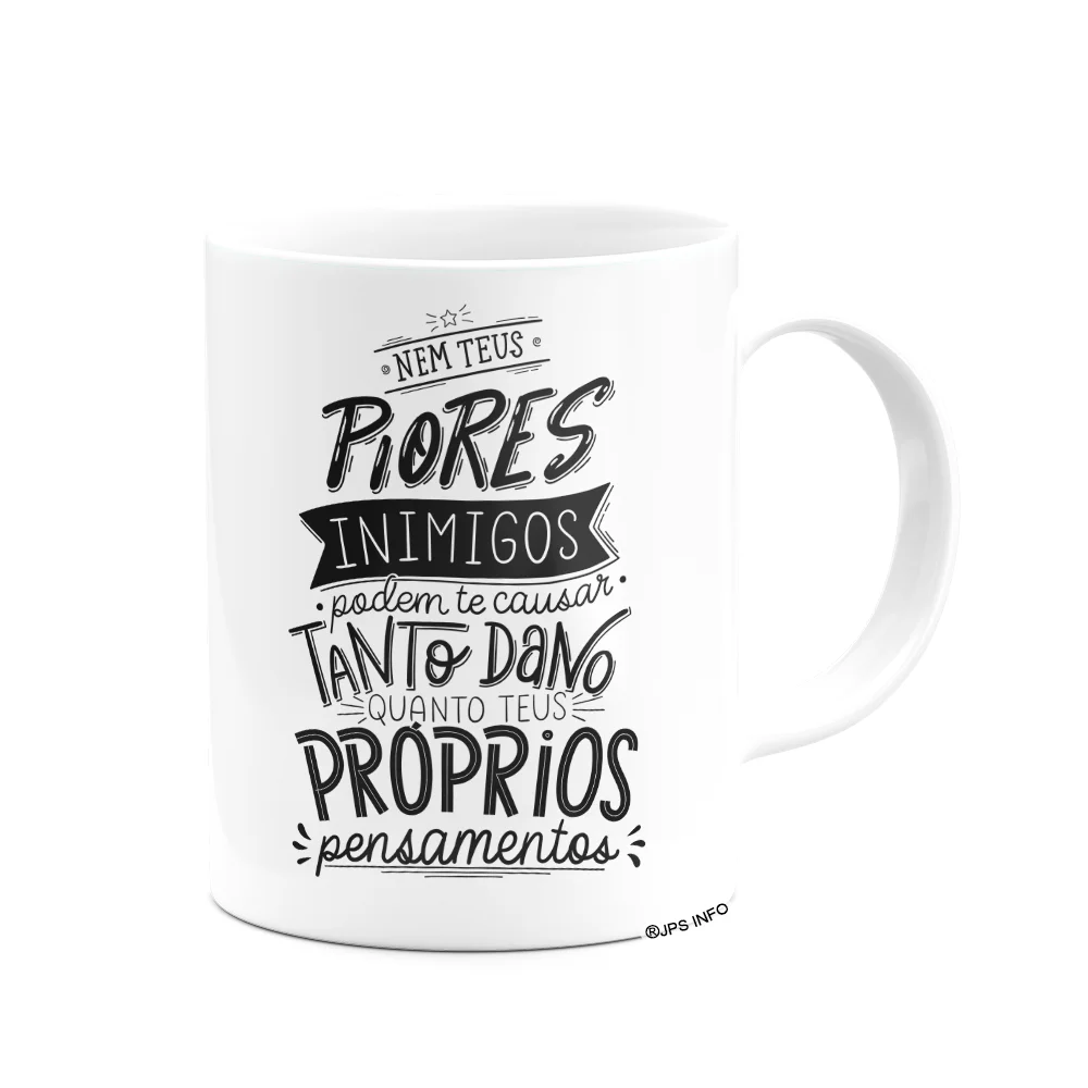 Imagem 2 de 3 do produto Caneca Motivação - Nem Teus Piores Inimigos