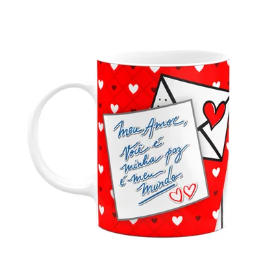 Caneca Namorados Emoticons - Você É A Minha Paz E Meu Mundo