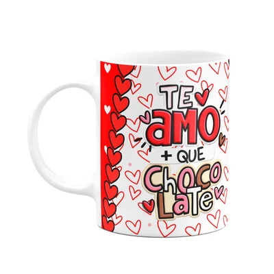 Caneca Namorados - Te Amo + Que Chocolate - Sempre Juntos