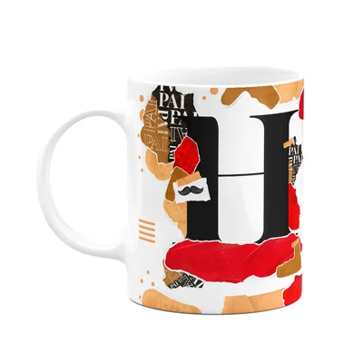 Caneca Do Pai - Inicial Do Nome Letra H - Bg-red