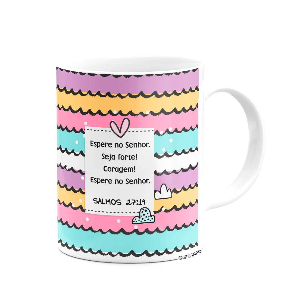 Imagem 2 de 3 do produto Caneca Religiosa Versículos - Salmos 27:14 - 325ml