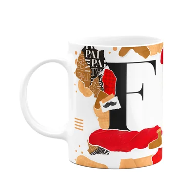 Caneca Do Pai - Inicial Do Nome Letra F - Bg-red
