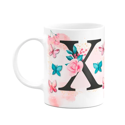 Caneca Butterfly - Inicial Do Nome Letra X - 325ml