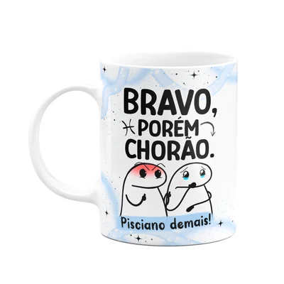 Caneca Flork Signos Peixes - Pisciano Demais! 325ml