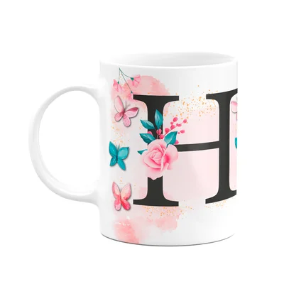 Caneca Butterfly - Inicial Do Nome Letra H - 325ml