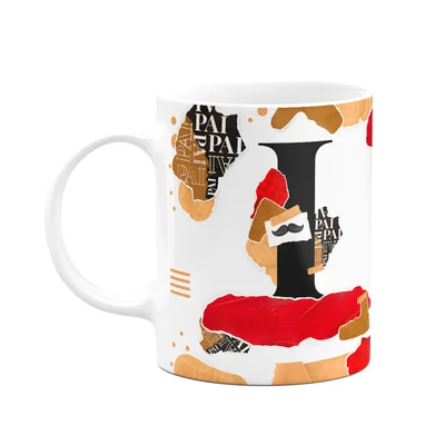 Caneca Do Pai - Inicial Do Nome Letra I - Bg-red