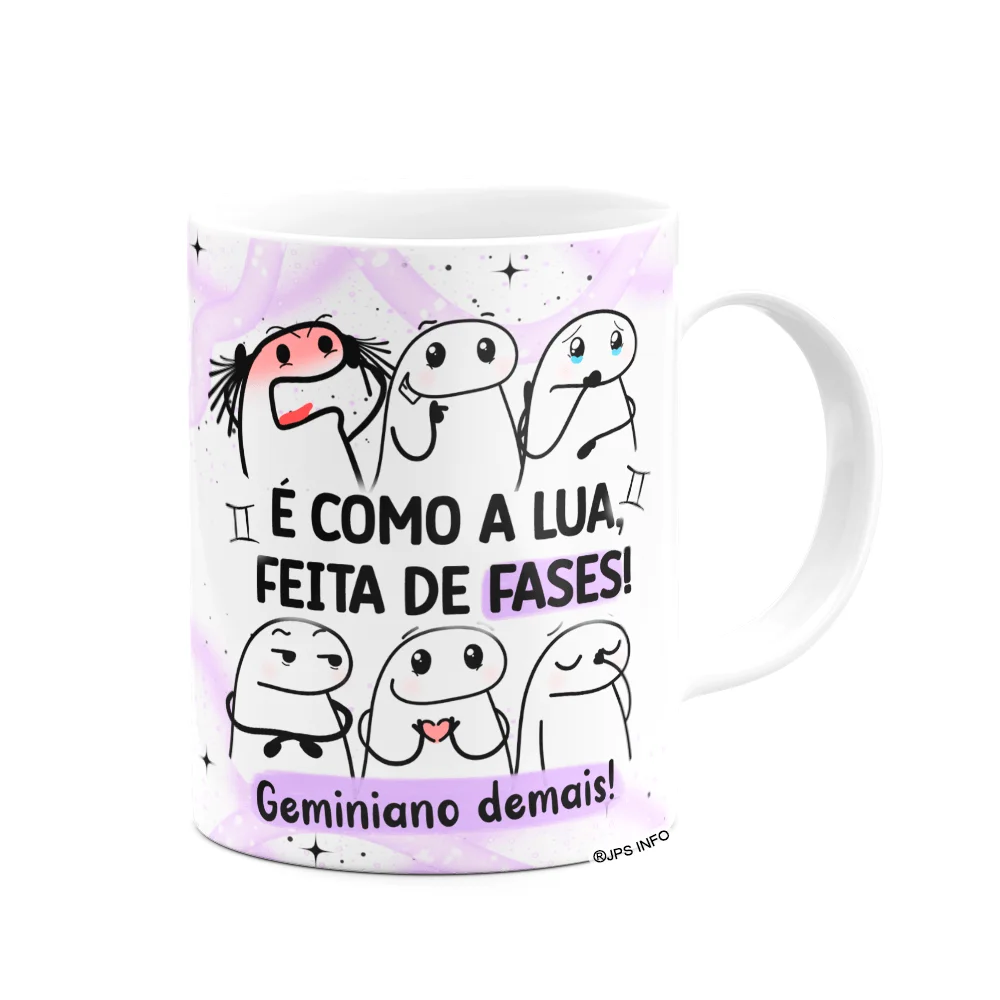 Imagem 2 de 3 do produto Caneca Flork Signos Gêmeos - Geminiano Demais! 325ml
